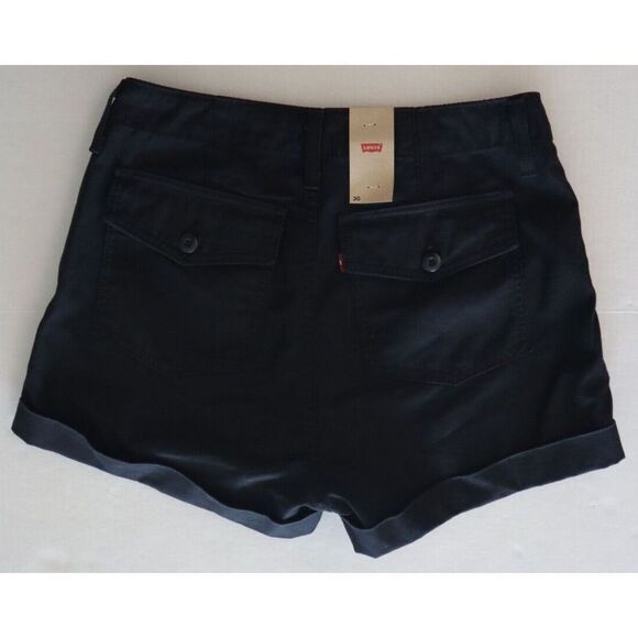 Levi's A09830001 Women's Sz 30 Black Ribcage Hi-Waist Utility Cuffed Shorts $80 - Picture 2 of 7